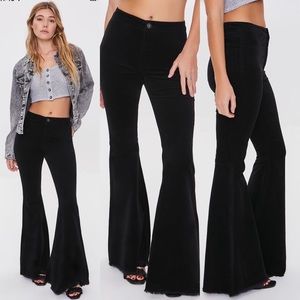 Black Frayed Flare Pants